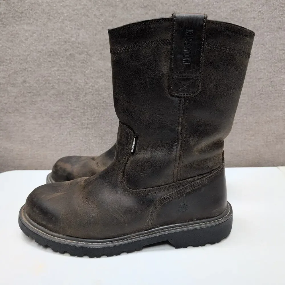 Wolverine Floorhand Wellington Men's Brown Leather Boots Steel Toe Size 8.5